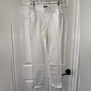 Martha Stewart Women's Size 6 Ankle Jeans Knit Denim Zipper Accent White NEW #2